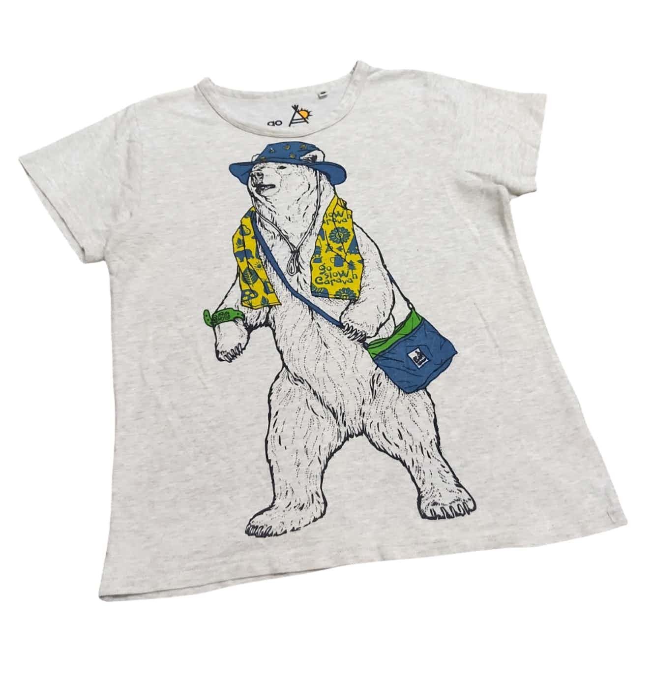 Japanese Brand × go slow caravan Rare! Go Slow Caravan Beachgoers Bear Graphic Tee Size US S / EU 44-46 / 1 - 4 Thumbnail