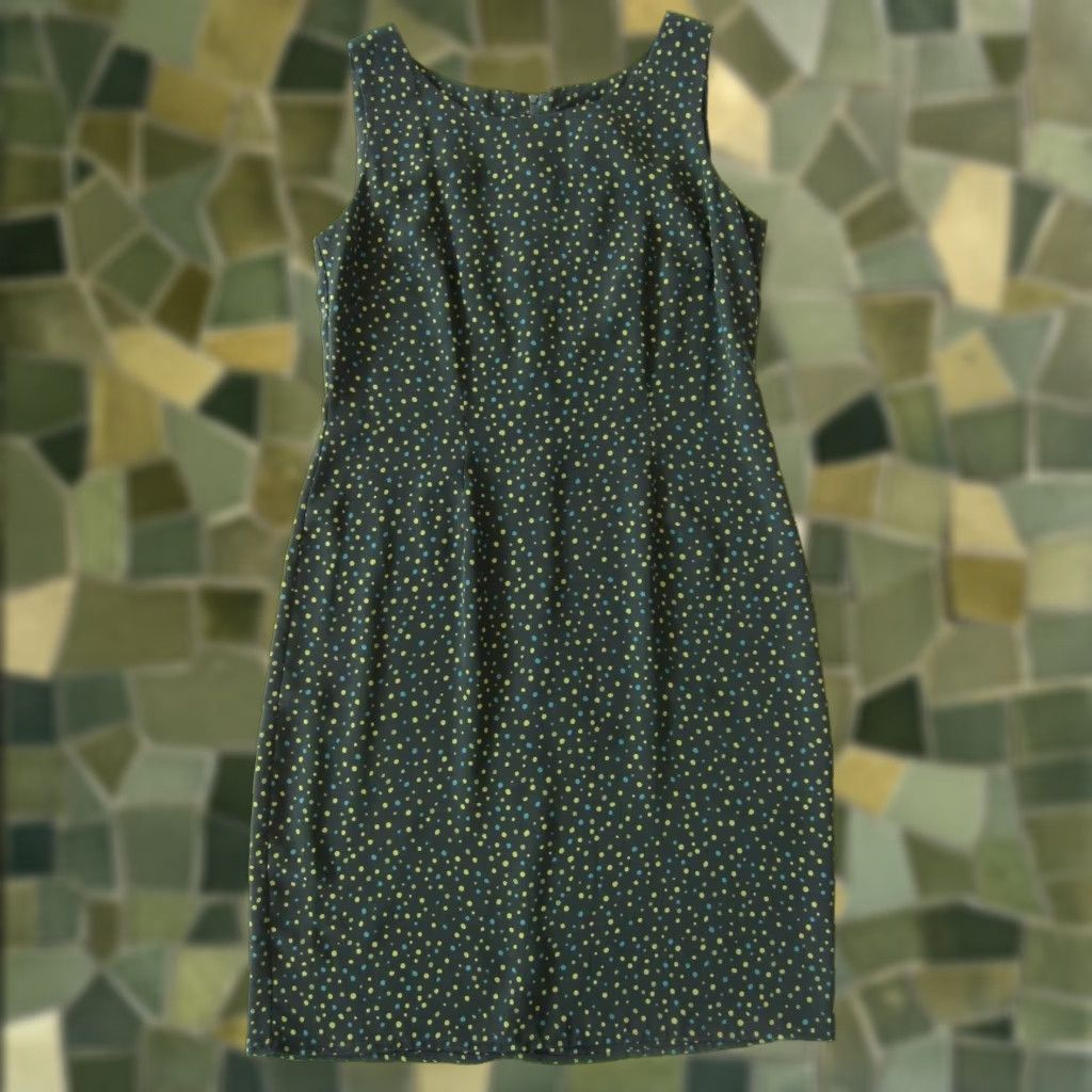 Vintage R&K Originals Green Blue Polka Dot Tent Shift A-Line Tunic Tank Sun Dress Size 8 Size M / US 6-8 / IT 42-44 - 1 Thumbnail
