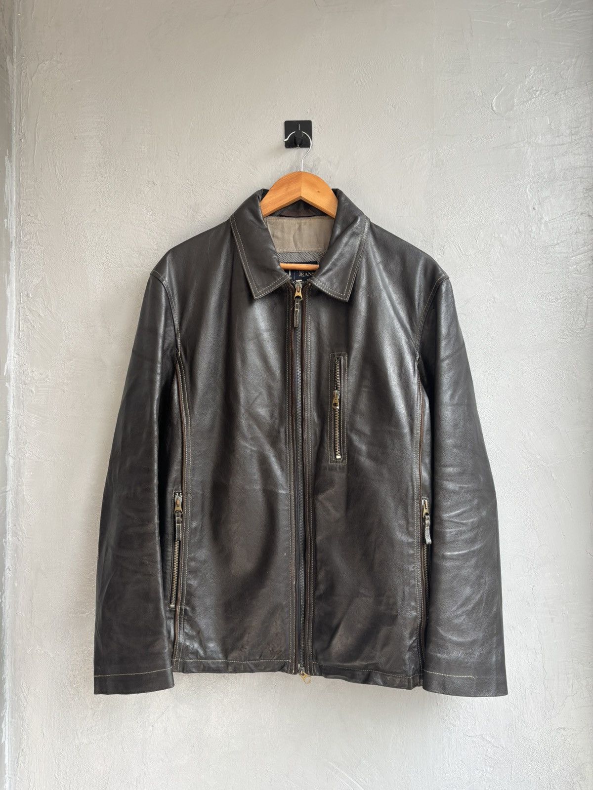 Armani Armani cowhide natural distressed leather jacket Size US L / EU 52-54 / 3 - 5 Thumbnail
