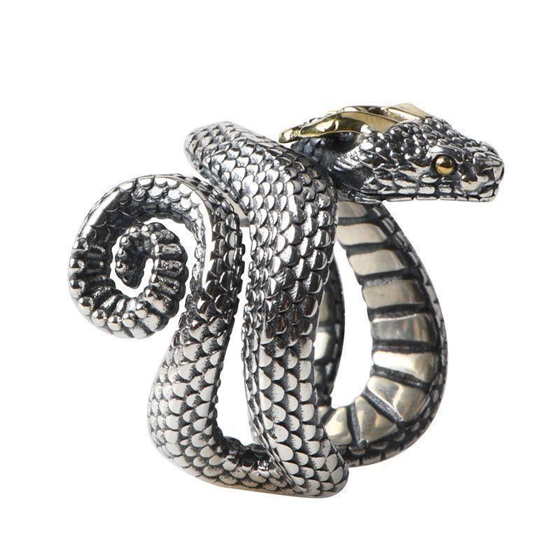 Other Minimal Gothic Silver Snake Signet Ring Size ONE SIZE - 5 Thumbnail