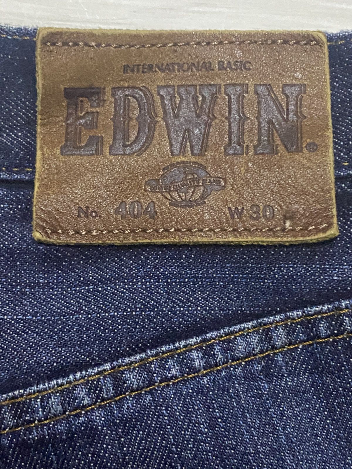 Japanese Brand Vintage Edwin 404 International Basic Blue Wash Loose Jeans Size US 30 / EU 46 - 12 Thumbnail