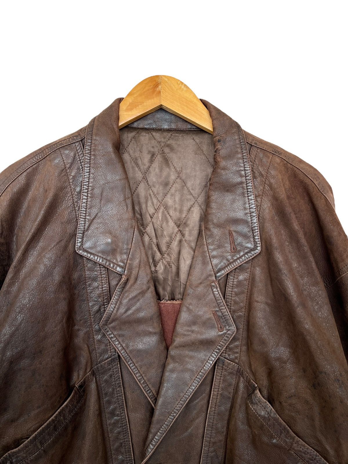 Vintage Vintage 70s Brown Long Leather Coat Jacket Size US L / EU 52-54 / 3 - 4 Thumbnail
