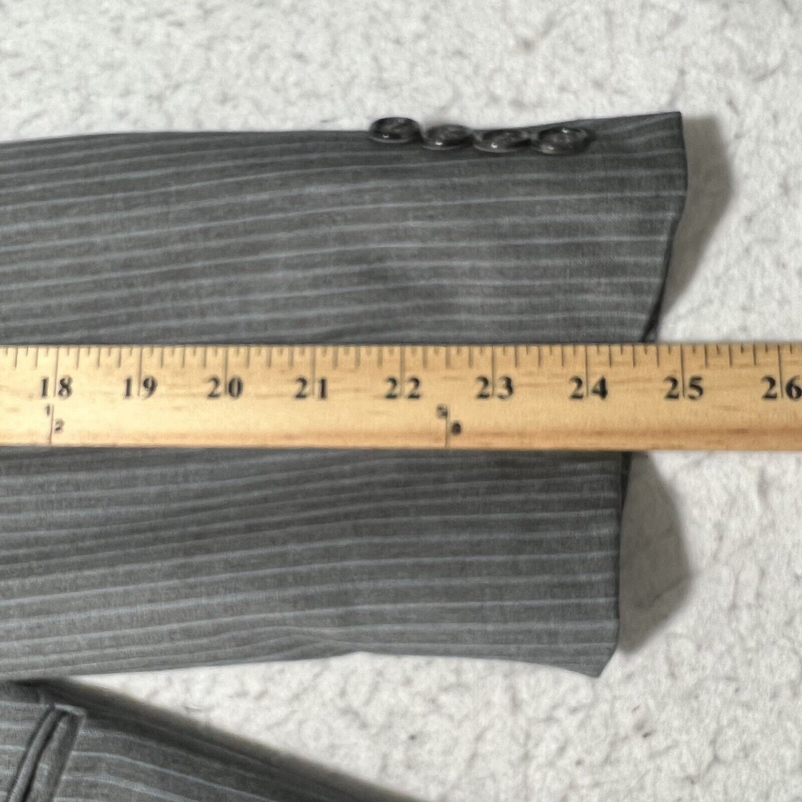 Hickey Freeman Hickey Freeman 44R Worsted Wool Gray Pinstripe Suit Jacket Size 44R - 13 Thumbnail