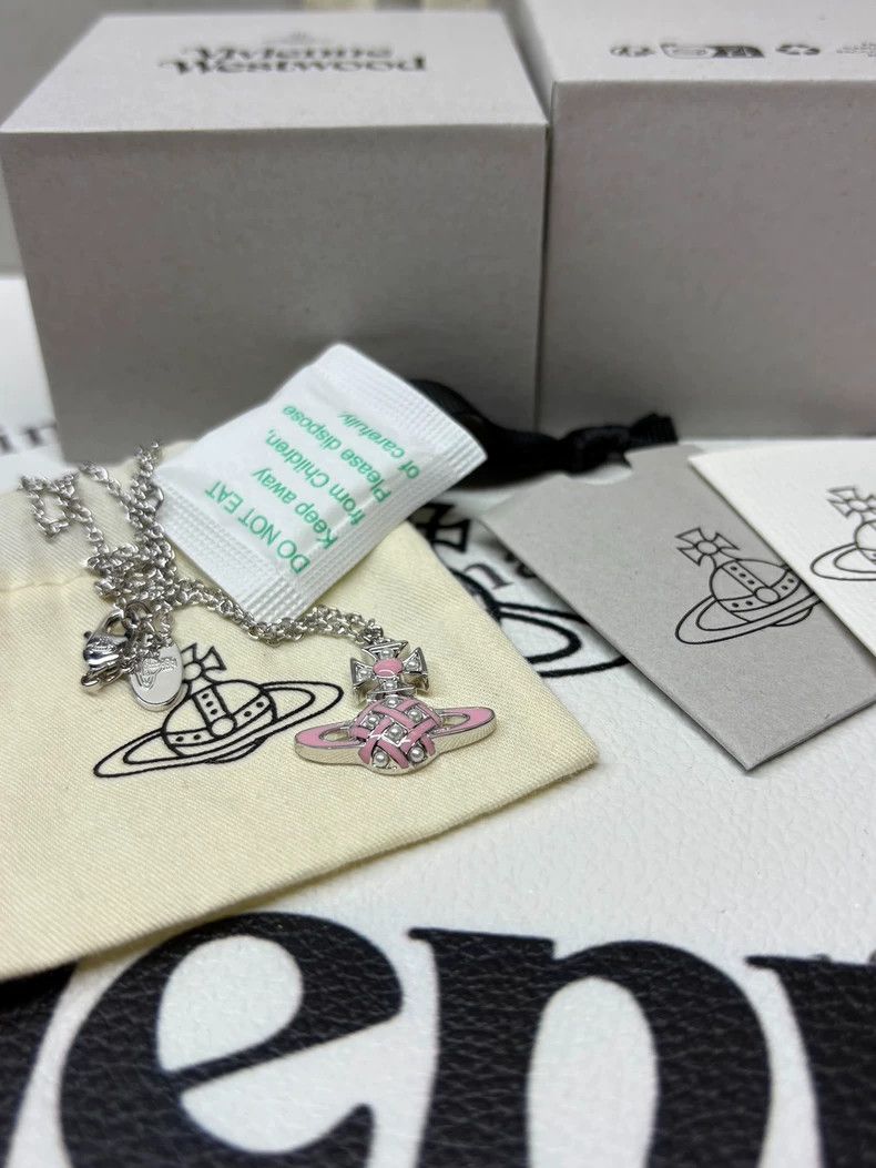 Vivienne Westwood Vivienne Westwood Pink Saturn necklace Size ONE SIZE - 4 Thumbnail