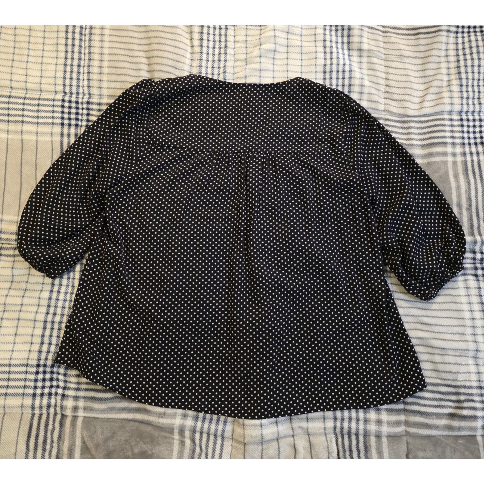 Vintage Savanna Jane Blouse Tunic Black 2XL Womens Embroidered Floral Polka Dot V-Neck 3/4 Sleeve Bohemian Casual Dressy Size XXL / US 16-18 / IT 52-54 - 2 Thumbnail