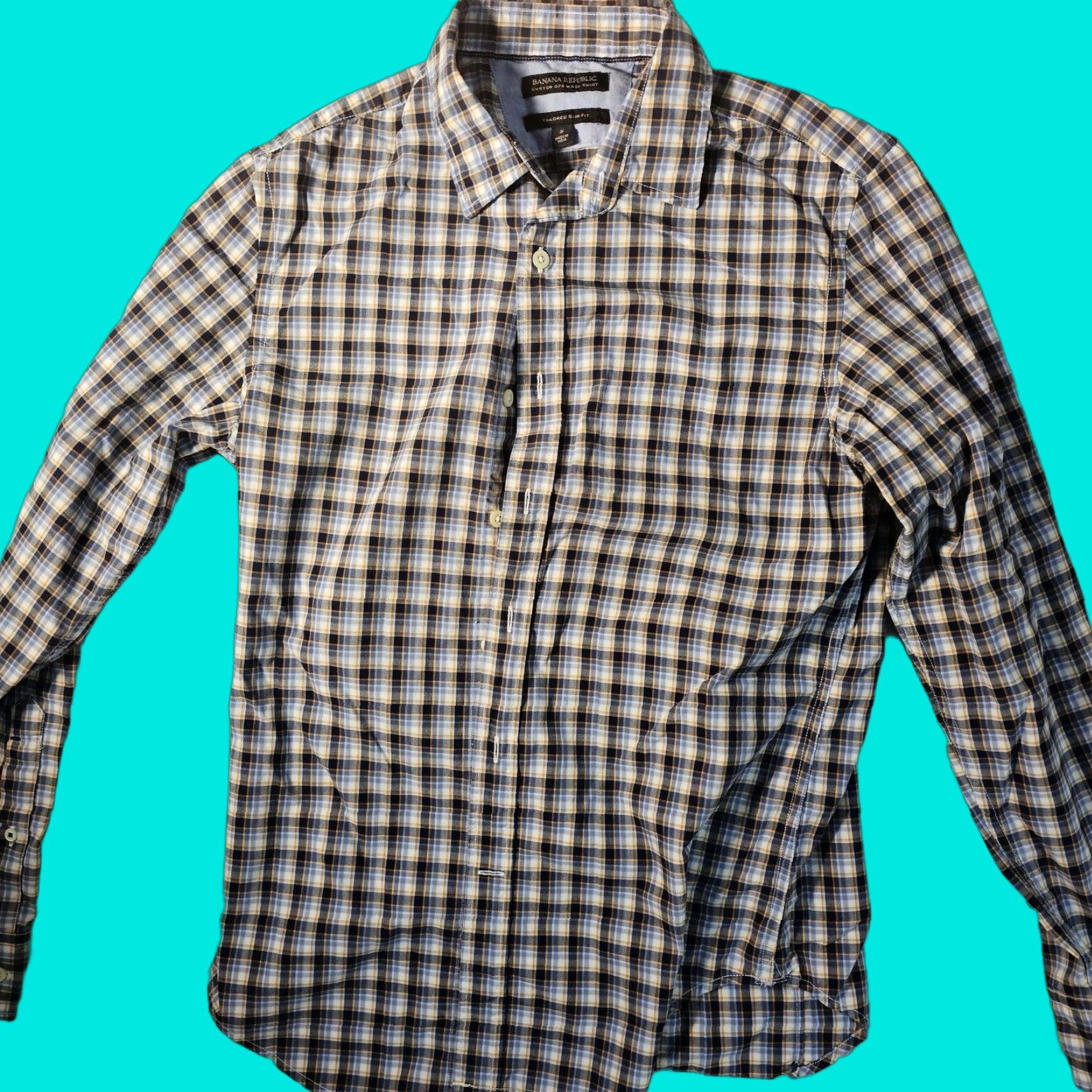 Banana Republic Banana Republic Button-Up Shirt Men Small Plaid Long Sleeve Blue Cotton Classic Preppy Mens Size US S / EU 44-46 / 1 - 1 Thumbnail