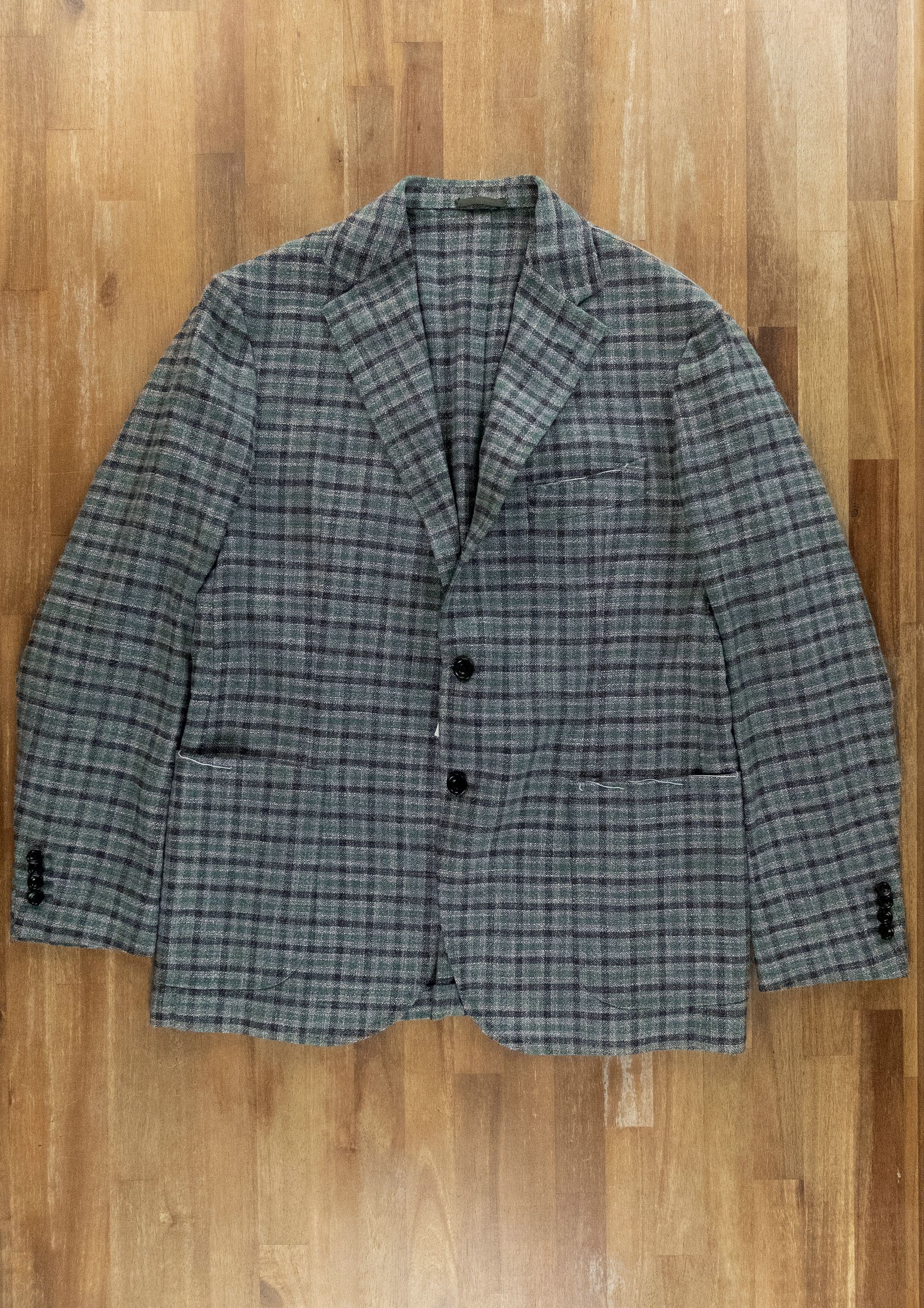 SARTORIO SARTORIO Napoli Kiton green gray plaid wool silk sportcoat Size 42R - 4 Thumbnail