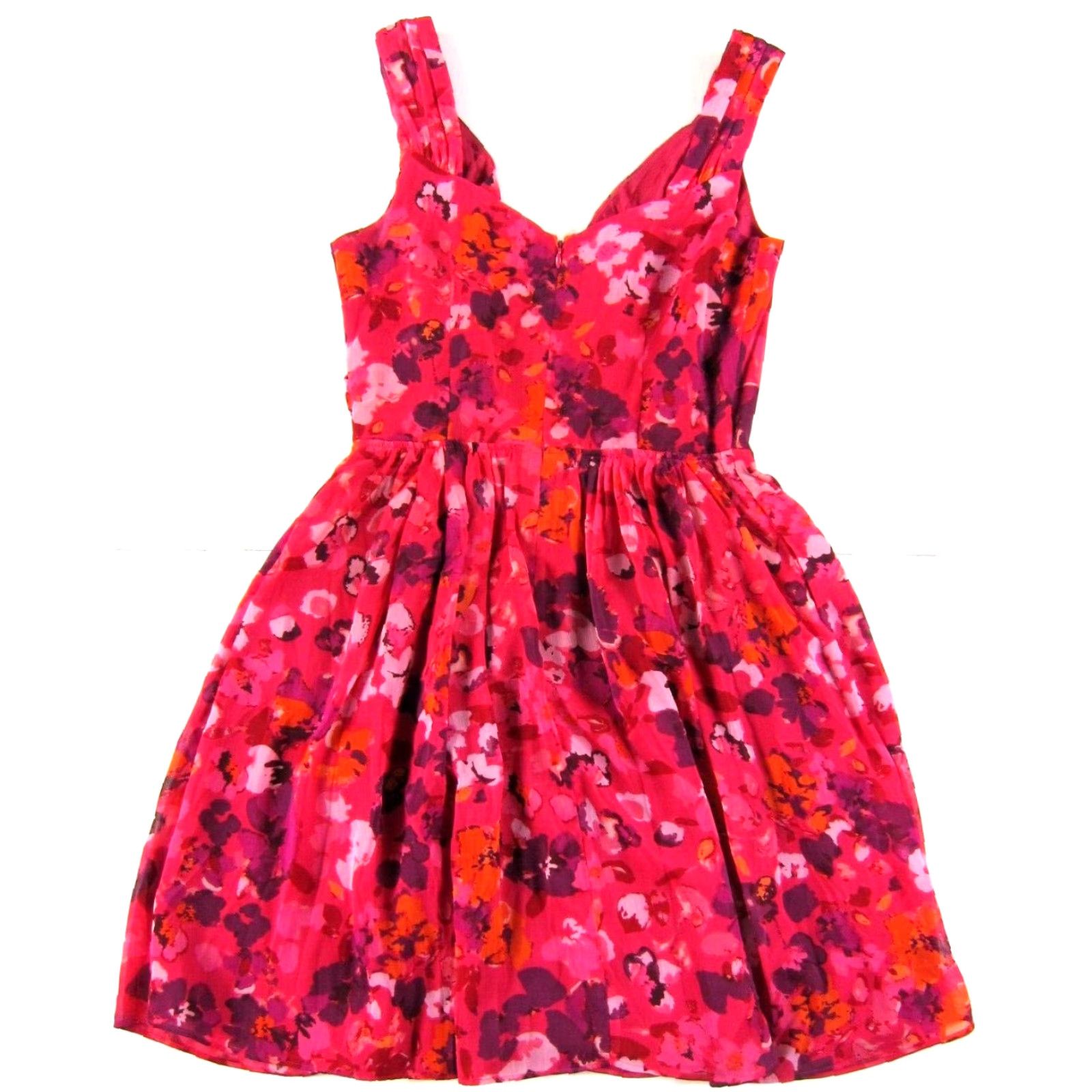 Express Express Pink Floral Silky Satin V-Neck Ruched Sleeveless Tank Sun Dress Size 8 Size M / US 6-8 / IT 42-44 - 2 Thumbnail