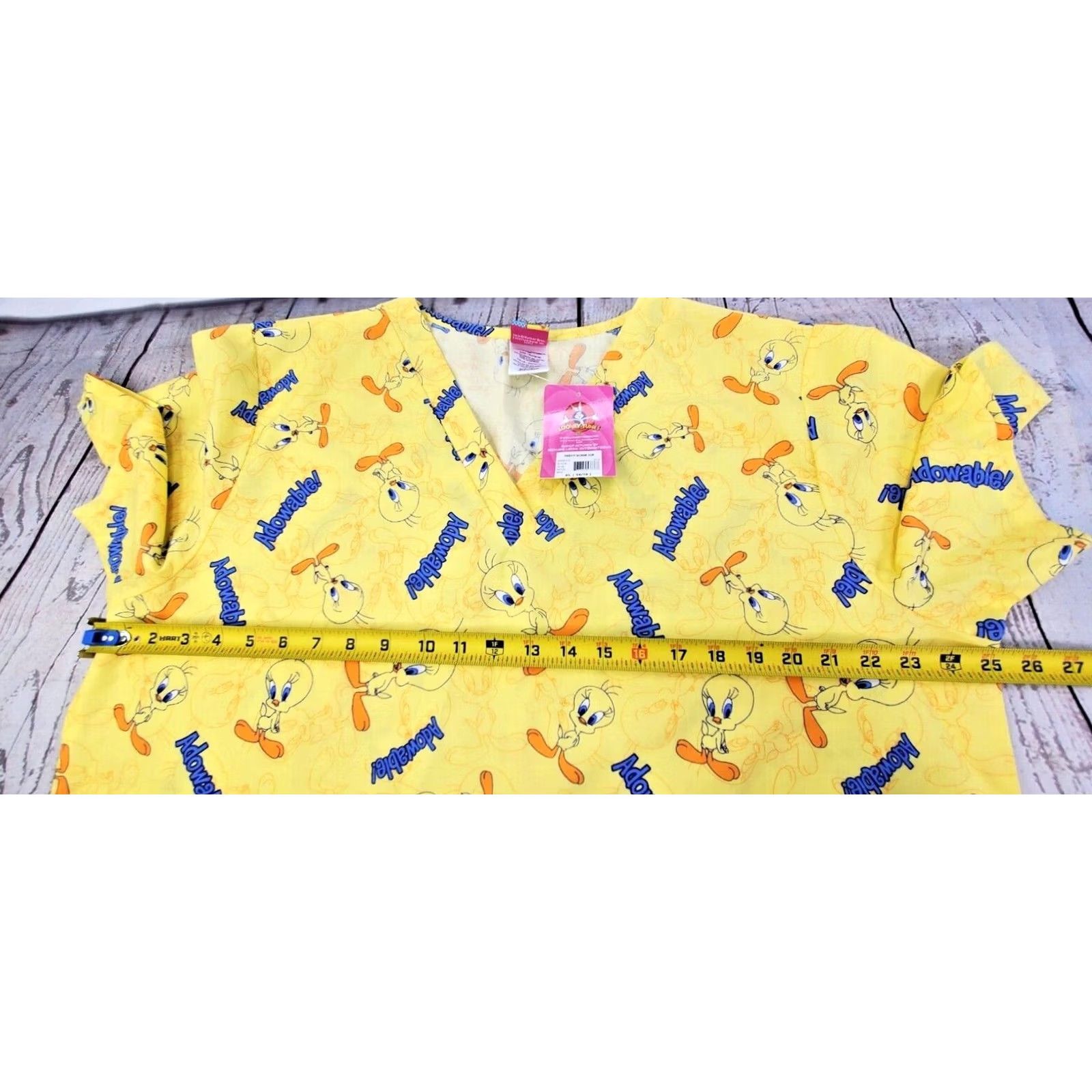 Vintage VINTAGE Tweety Bird Scrub Top Womens XL 16/18 Yellow V Neck Looney Tunes Nurse NWT Size XL / US 12-14 / IT 48-50 - 5 Thumbnail