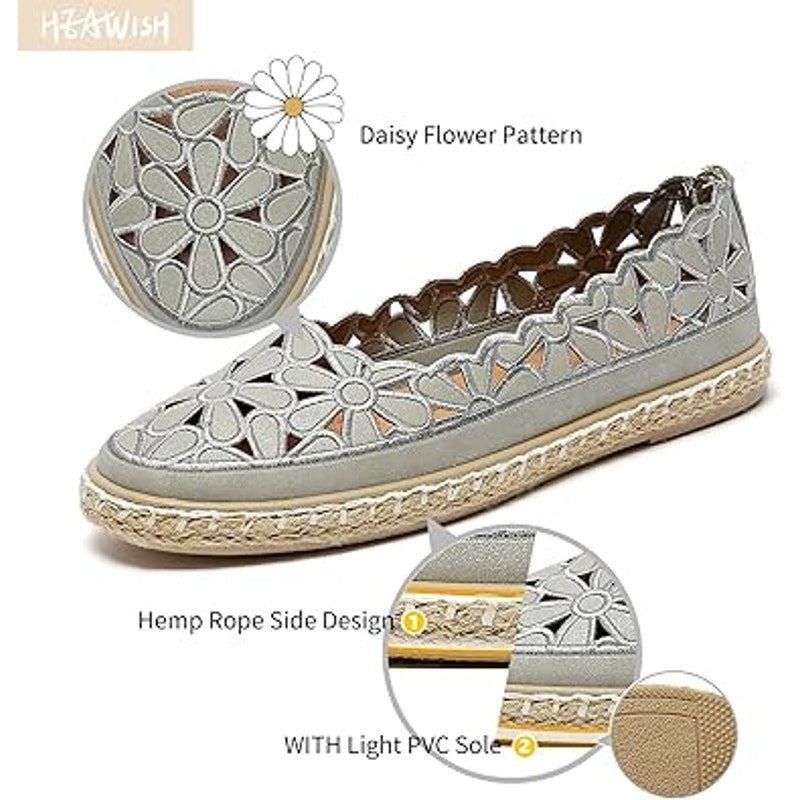 Other Heawish Women's 9.5 Silver Daisy Cutout Espadrille Flats Size US 9.5 / IT 39.5 - 2 Thumbnail