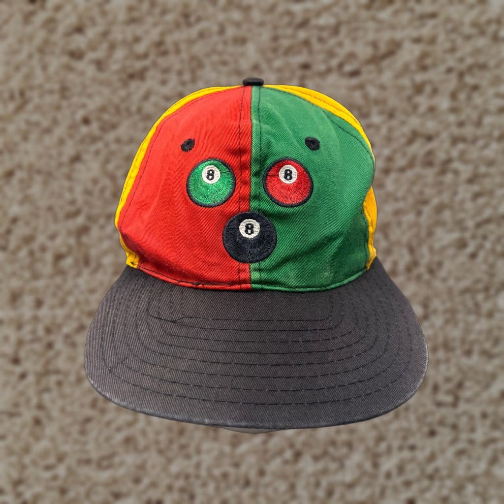 Bally 8 Ball Hat Snap Back Adult One Size Red Green Yellow 100% Cotton Twill Size ONE SIZE - 1 Thumbnail