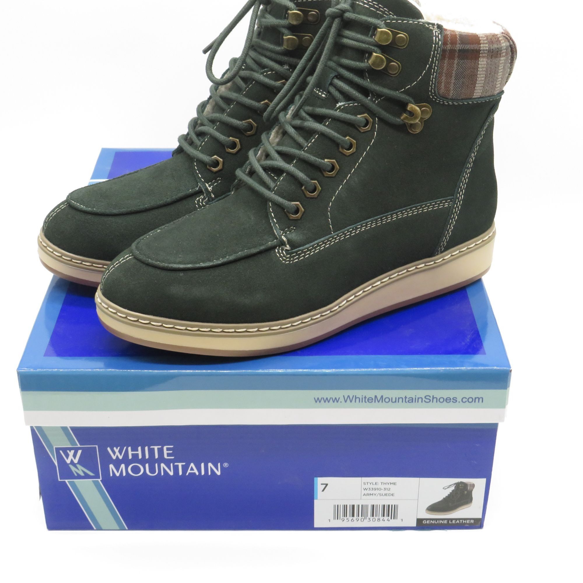 Other White Mountain Women's Lace-Up Army Green Plaid Ankle Boots Size US 7 / IT 37 - 1 Thumbnail
