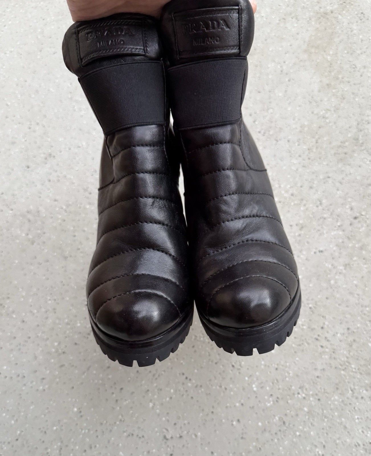 Prada DDP Prada Leather Heeled Boots Quilted Ankle Size 36.5 Size US 6.5 / IT 36.5 - 12 Thumbnail