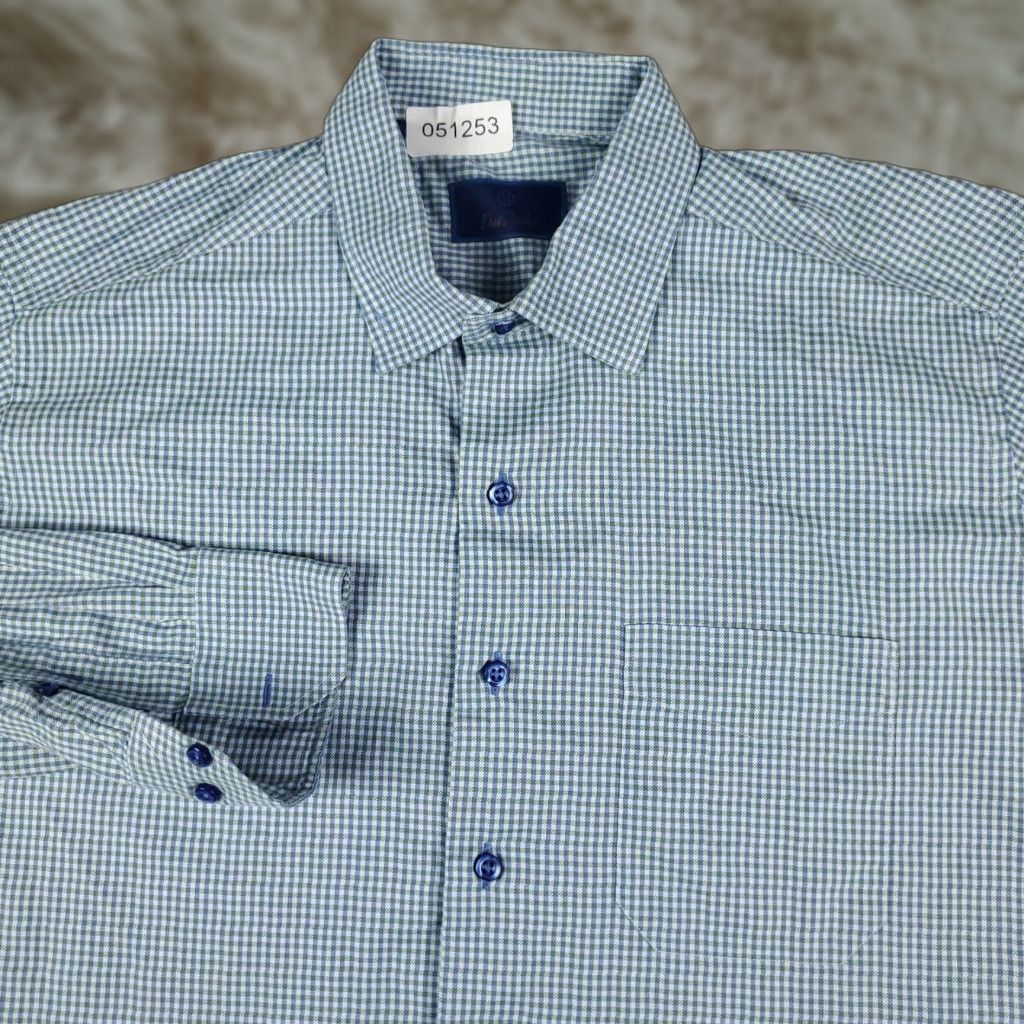 David Donahue David Donahue Shirt Mens XL Blue Check Button Up Long Sleeve Casual Formal Party Cocktail Travel Wedding Workwear Size US XL / EU 56 / 4 - 1 Thumbnail