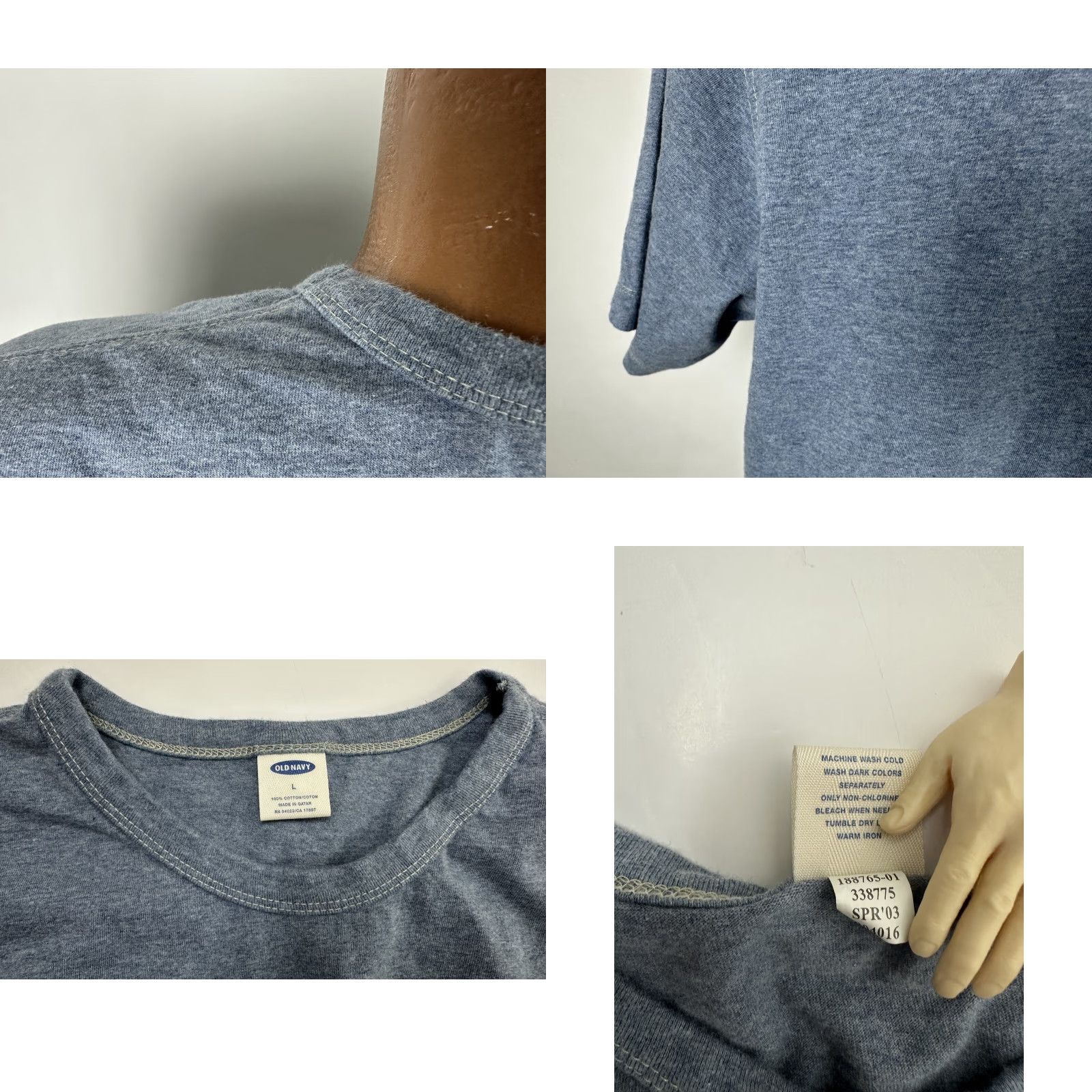 Old Navy VINTAGE Old Navy Shirt Adult Large Heather Blue Minimal Y2K Cotton Midweight Blank Size US L / EU 52-54 / 3 - 8 Thumbnail