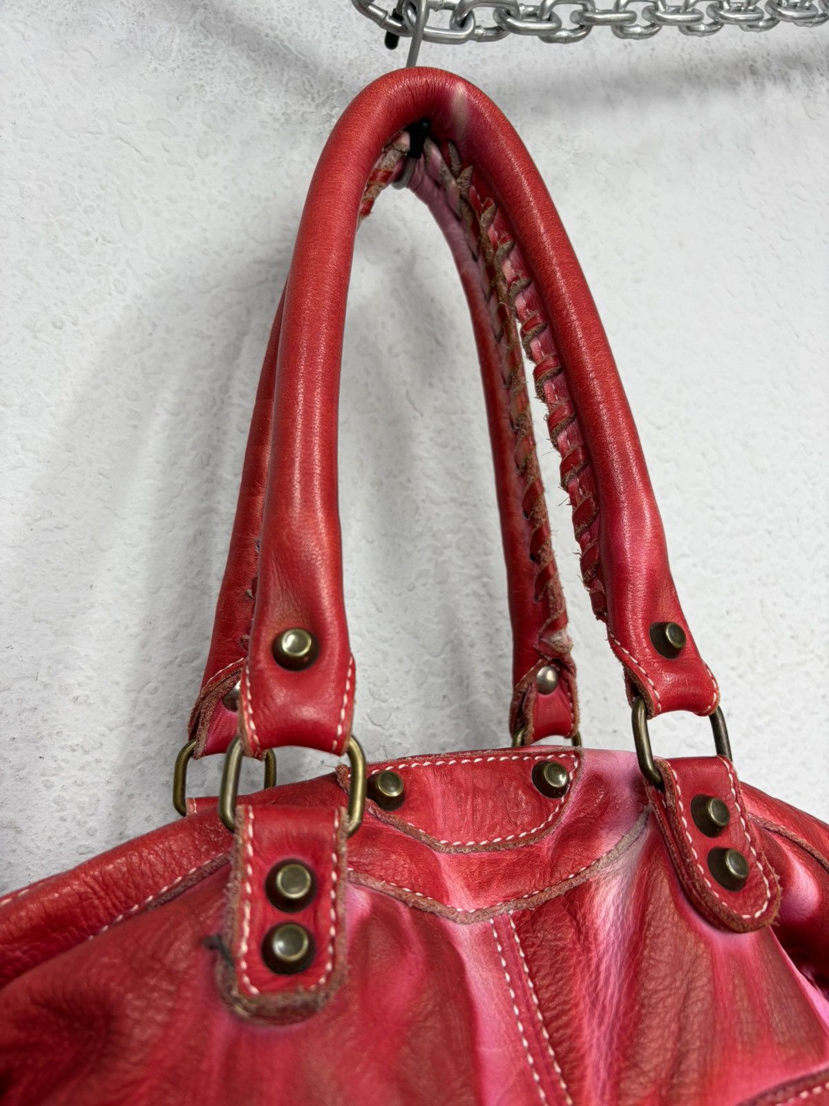 KMRii Balenciaga City Style Red Distressed Leather Bag Y2K Archive Size ONE SIZE - 7 Thumbnail