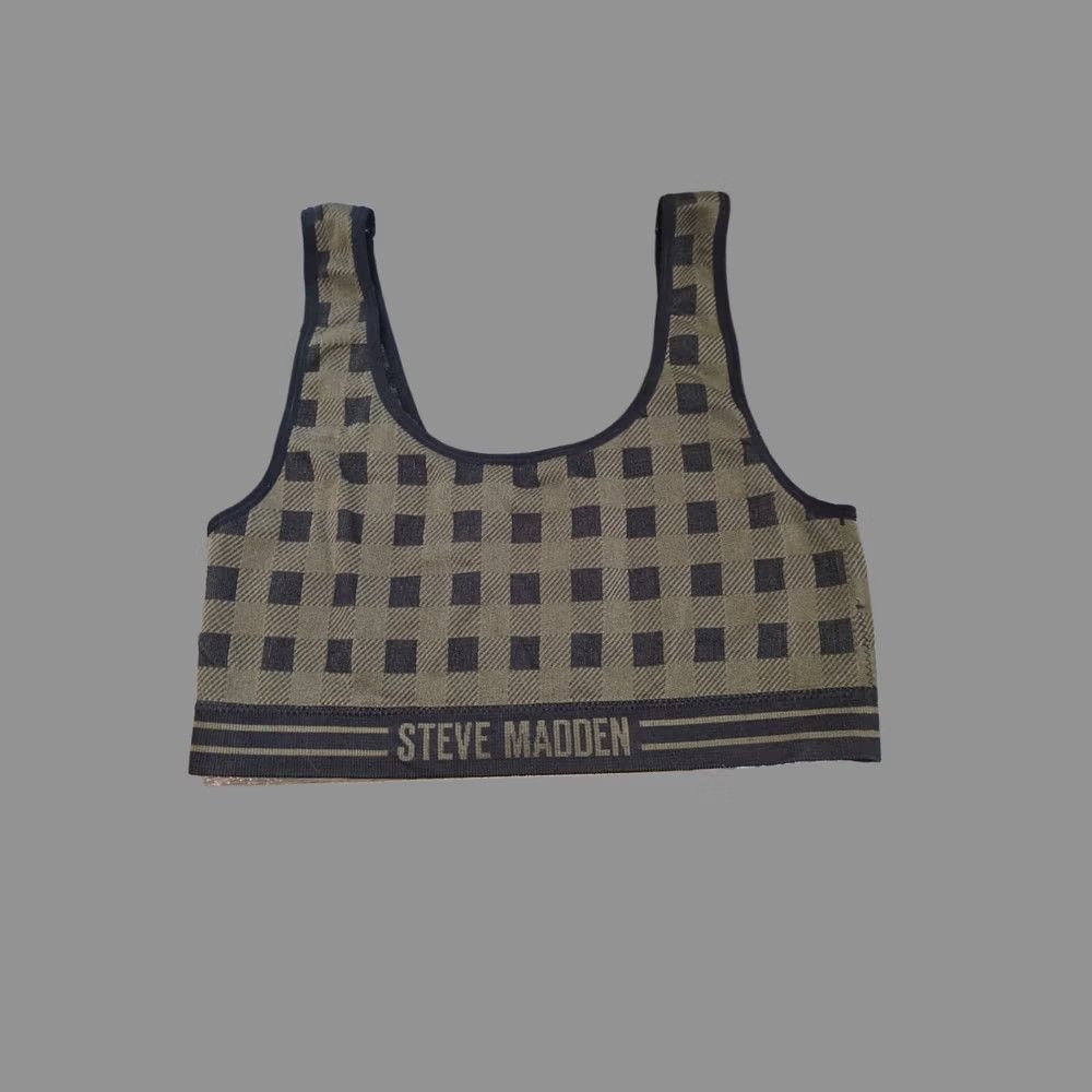 Steve Madden Steve Madden Lounge Top Bra Green Black Plaid Size XL Bralette Womens Wireless Removable Pads Cotton Polyester Spandex Size XL / US 12-14 / IT 48-50 - 1 Thumbnail