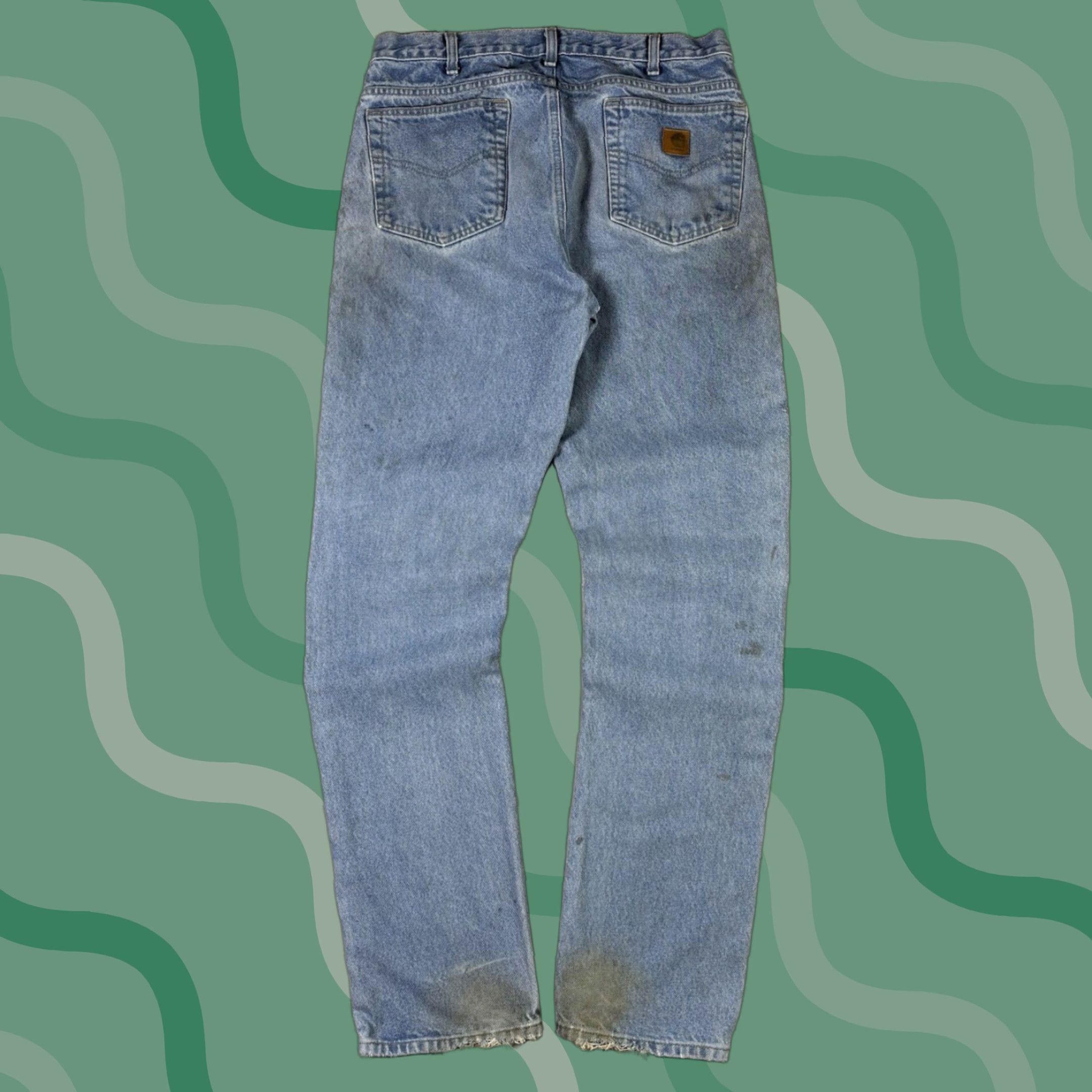 Carhartt VINTAGE Carhartt Jeans Light Blue Wash Straight Leg 34x36 Men Denim USA 90s Cotton Relaxed Regular Inseam 36" B18 STW Size US 34 / EU 50 - 1 Thumbnail