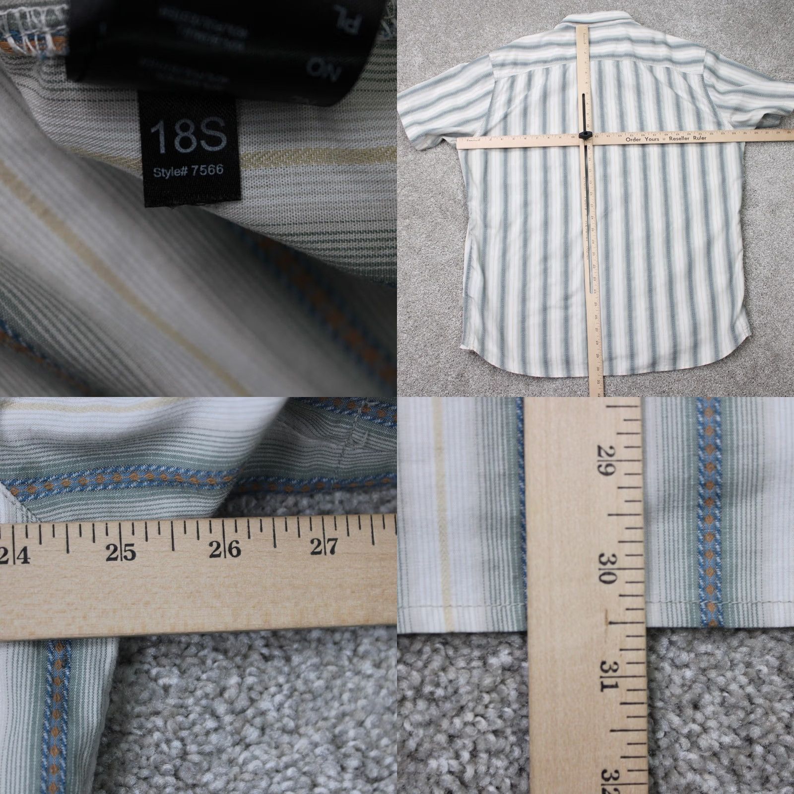 Vintage Kuhl Bohemian Shirt Mens XL Striped 100% Cotton Short Sleeve Beige/Blue Button-Up Cap/Collar Spread Casual Workwear Travel Size US XL / EU 56 / 4 - 9 Thumbnail