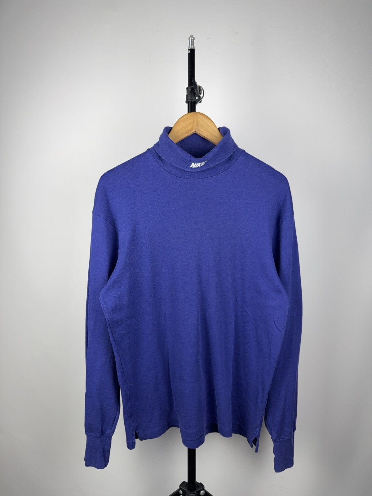 Nike × Vintage Vintage Nike Turtleneck Mock Neck Long Sleeve Blue L Size US L / EU 52-54 / 3 - 1 Thumbnail