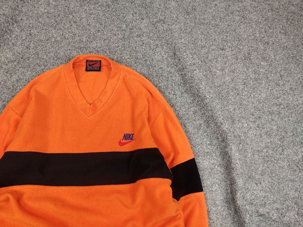 Nike Rare Vintage 80's Nike Logo Premier Orange Pullover Fleece Size US L / EU 52-54 / 3 - 2 Thumbnail