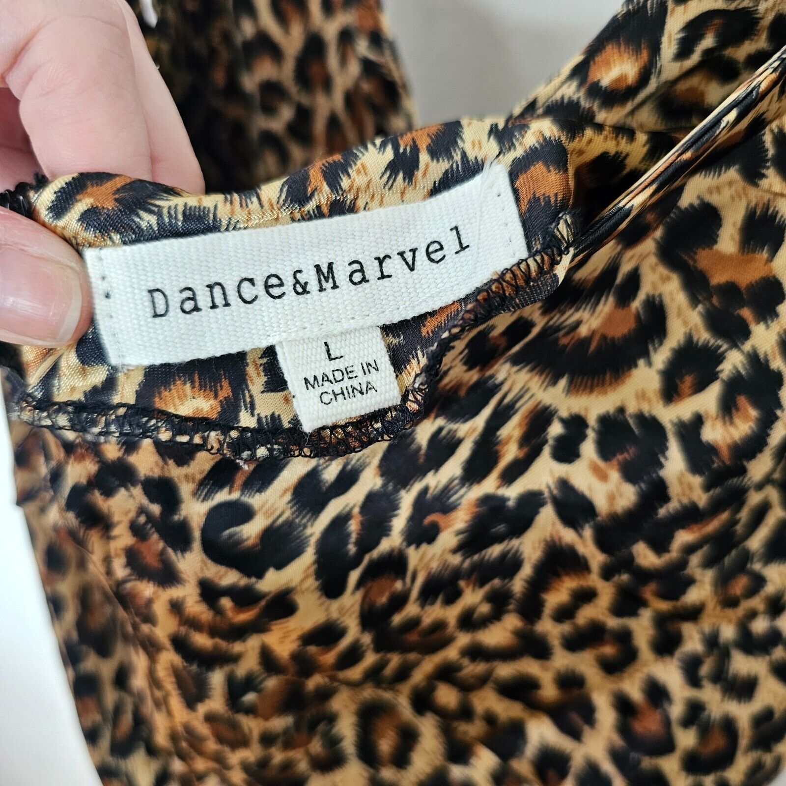 Other Dance & Marvel Tan Black Satin Cheetah V-Neck Midi Dress L Size L / US 10 / IT 46 - 10 Thumbnail