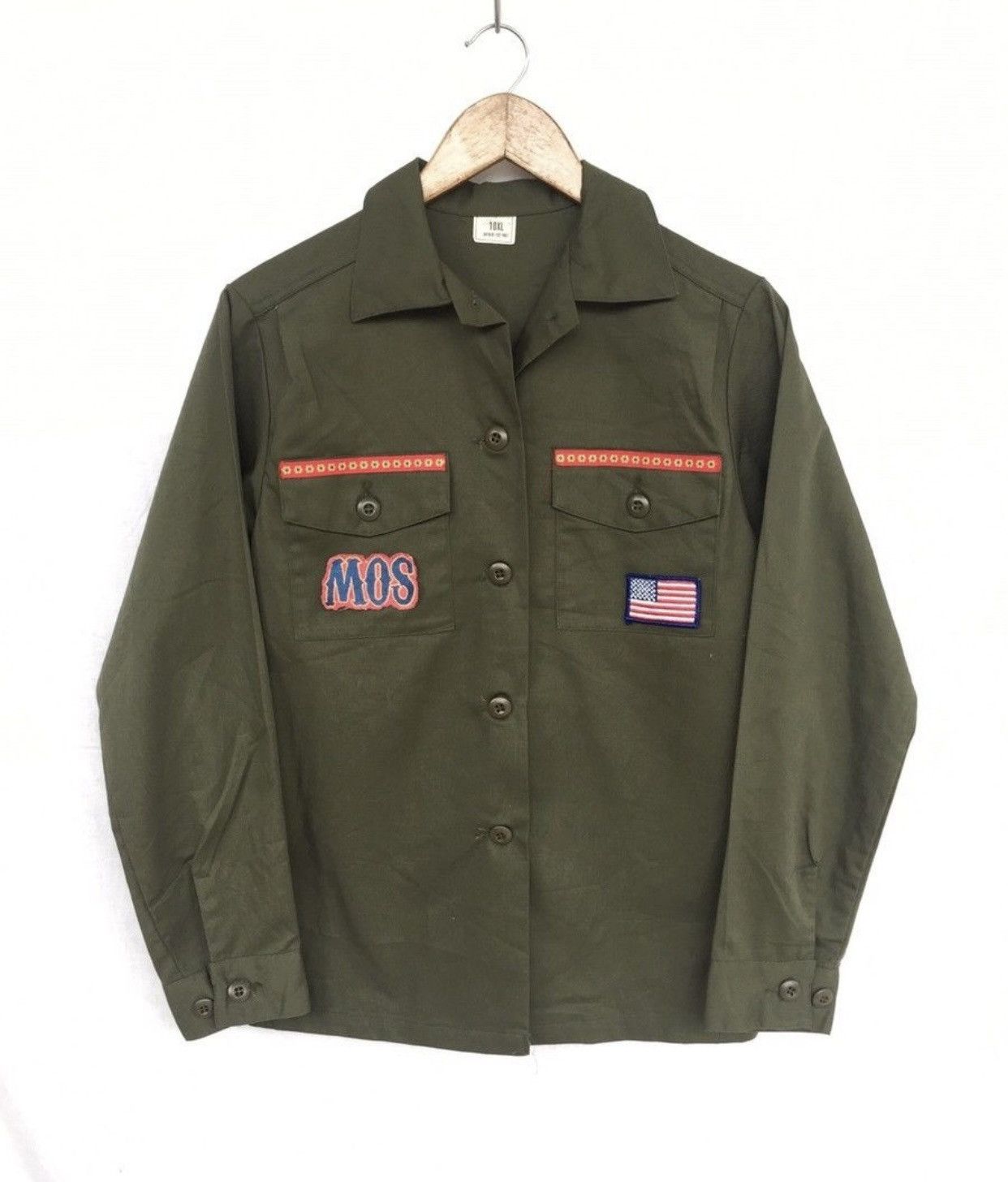 Vintage 🔥Vintage Military Utility Women patches Shirt Button Size M / US 6-8 / IT 42-44 - 1 Thumbnail