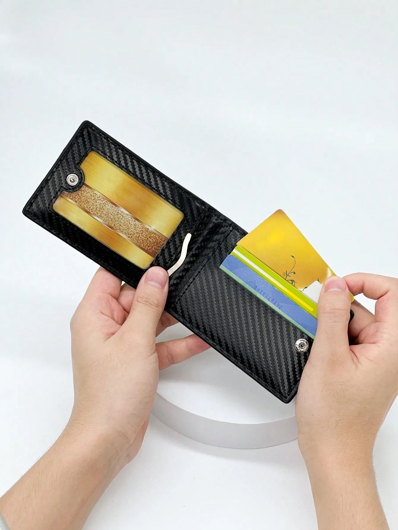 Vintage Business Carbon Fiber Men's Card Case Anti-theft Size ONE SIZE - 5 Thumbnail