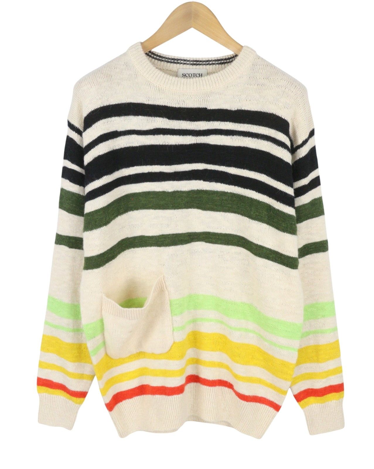 Scotch & Soda L Colourful Striped Crew Neck Patch Pocket Pull On 91037 Size US L / EU 52-54 / 3 - 2 Thumbnail