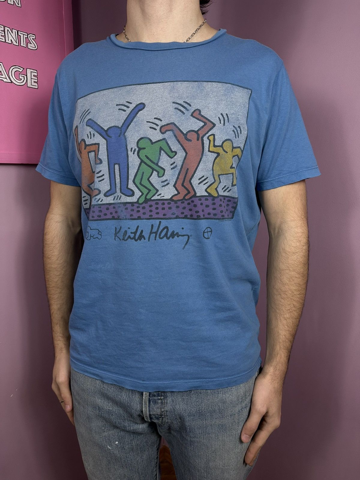 Junk Food Vintage Junk Food Keith Haring Dance Art T-Shirt Blue Logo Size US S / EU 44-46 / 1 - 2 Thumbnail