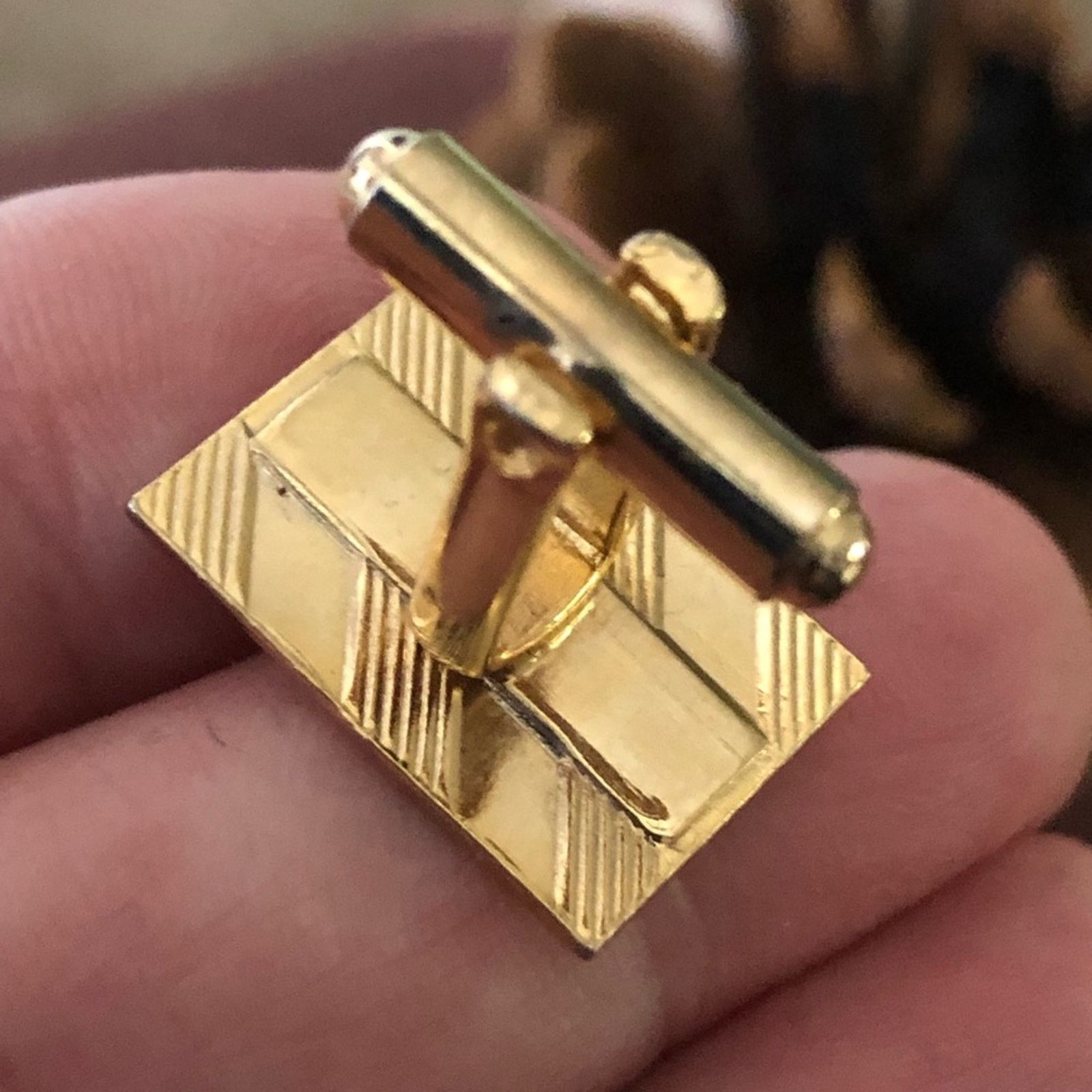Vintage Vintage men’s gold plated marble accent cuff links Size ONE SIZE - 3 Thumbnail