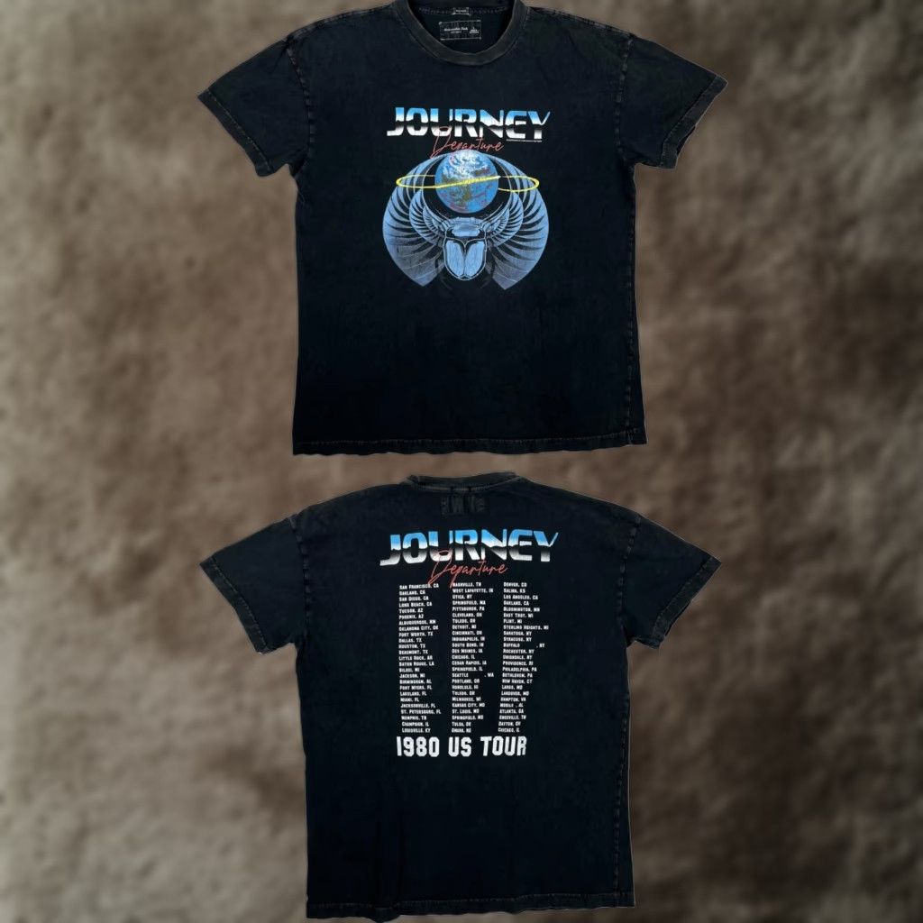 Abercrombie & Fitch VINTAGE Abercrombie & Fitch Journey Departure T-Shirt Mens Large Black 1980 US Tour Size US L / EU 52-54 / 3 - 1 Thumbnail