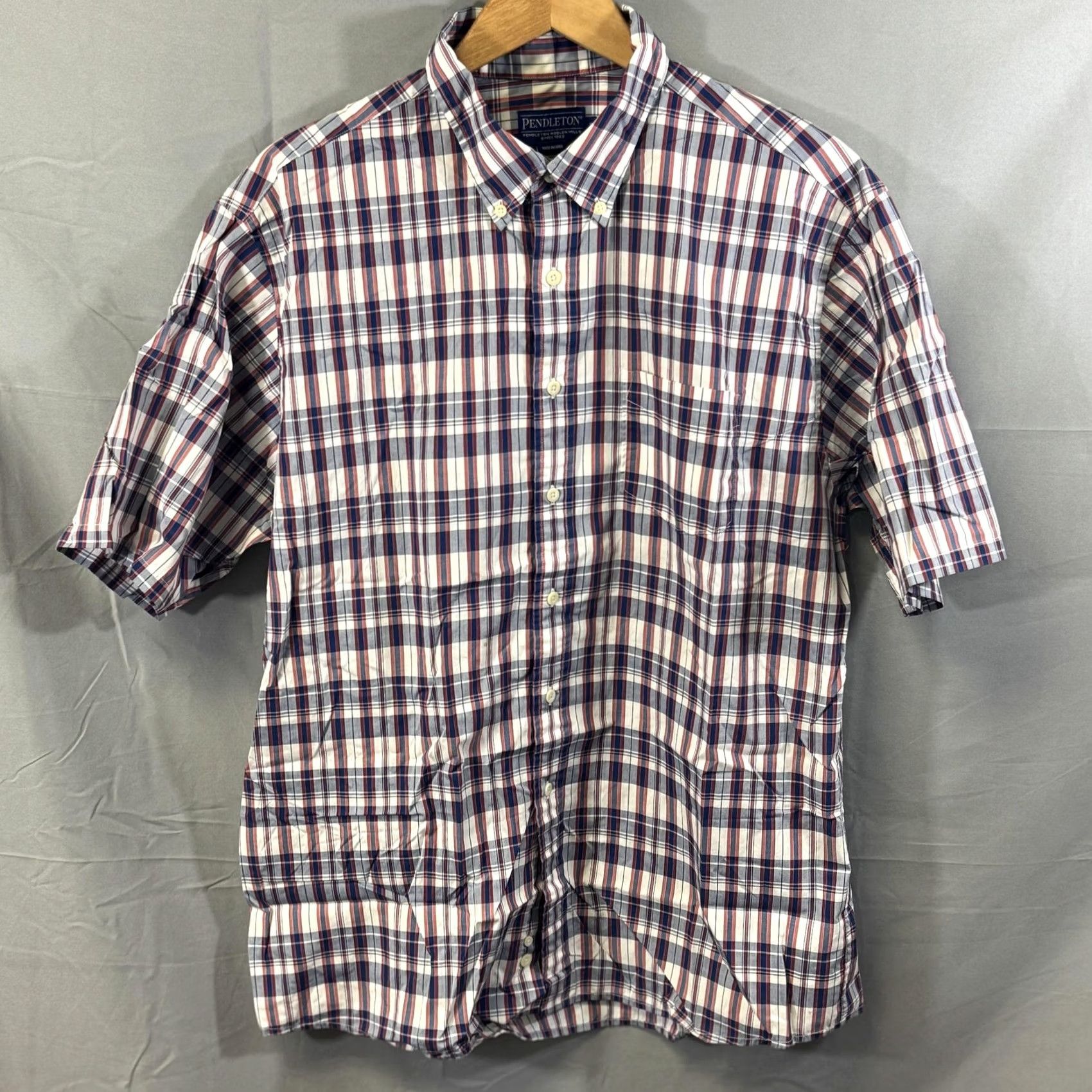 Pendleton Pendleton Shirt Mens XL Blue Red Plaid Short Sleeve Button-Down Cotton Pocket Size US XL / EU 56 / 4 - 2 Thumbnail