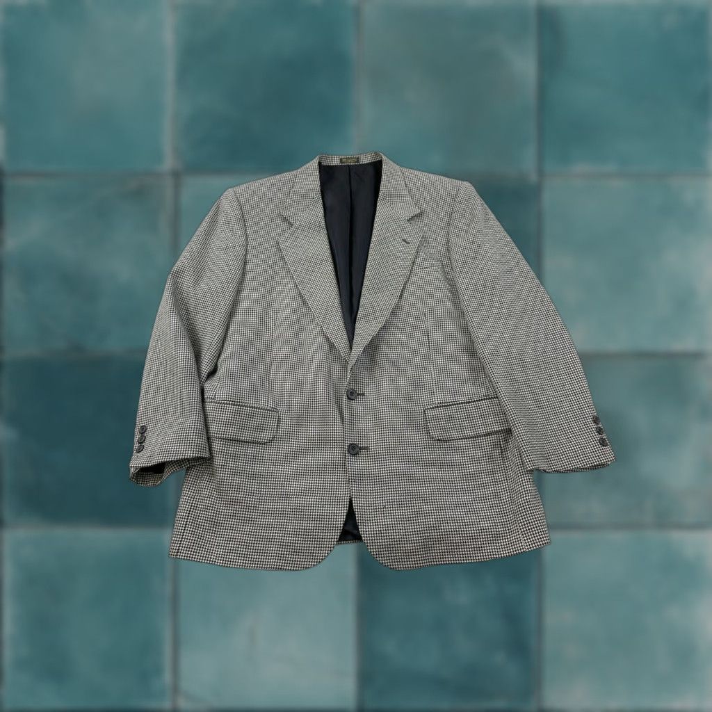 Oscar De La Renta Oscar de la Renta Blazer Sport Coat Men 42R Notch Lapel Black White Tweed Herringbone Dry Clean Only 1 Piece Regular Fit Inner Pockets Jacket Coat Size 42R - 1 Thumbnail