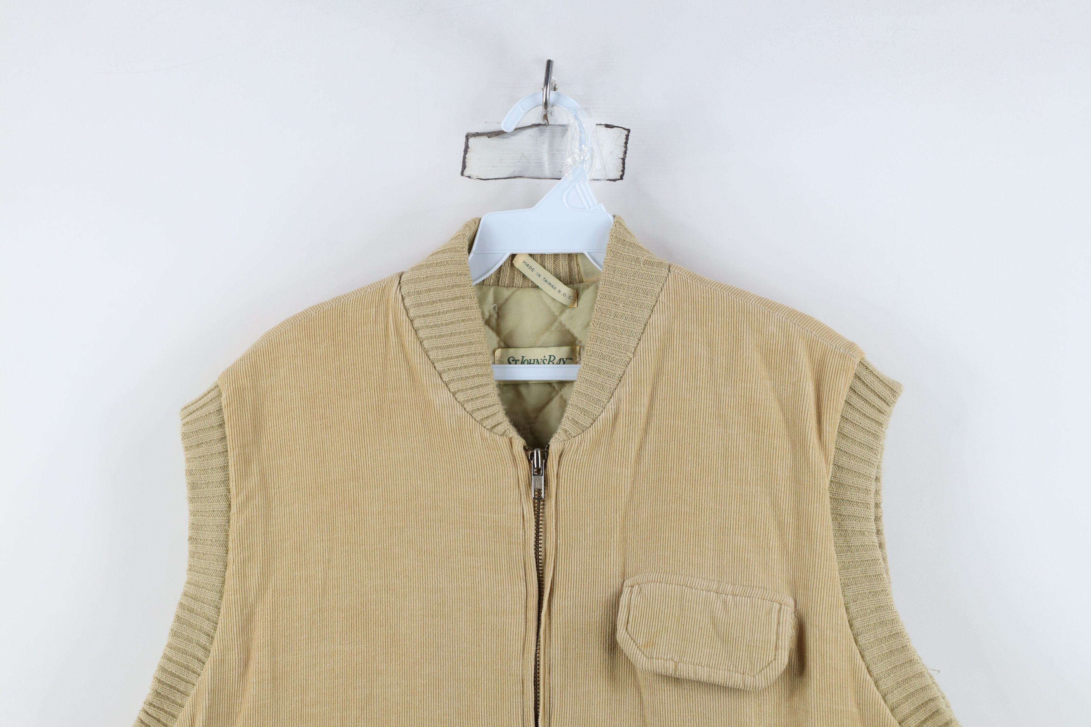 Vintage Vintage 70s Streetwear Corduroy Zip Vest Jacket Beige Size US L / EU 52-54 / 3 - 2 Thumbnail