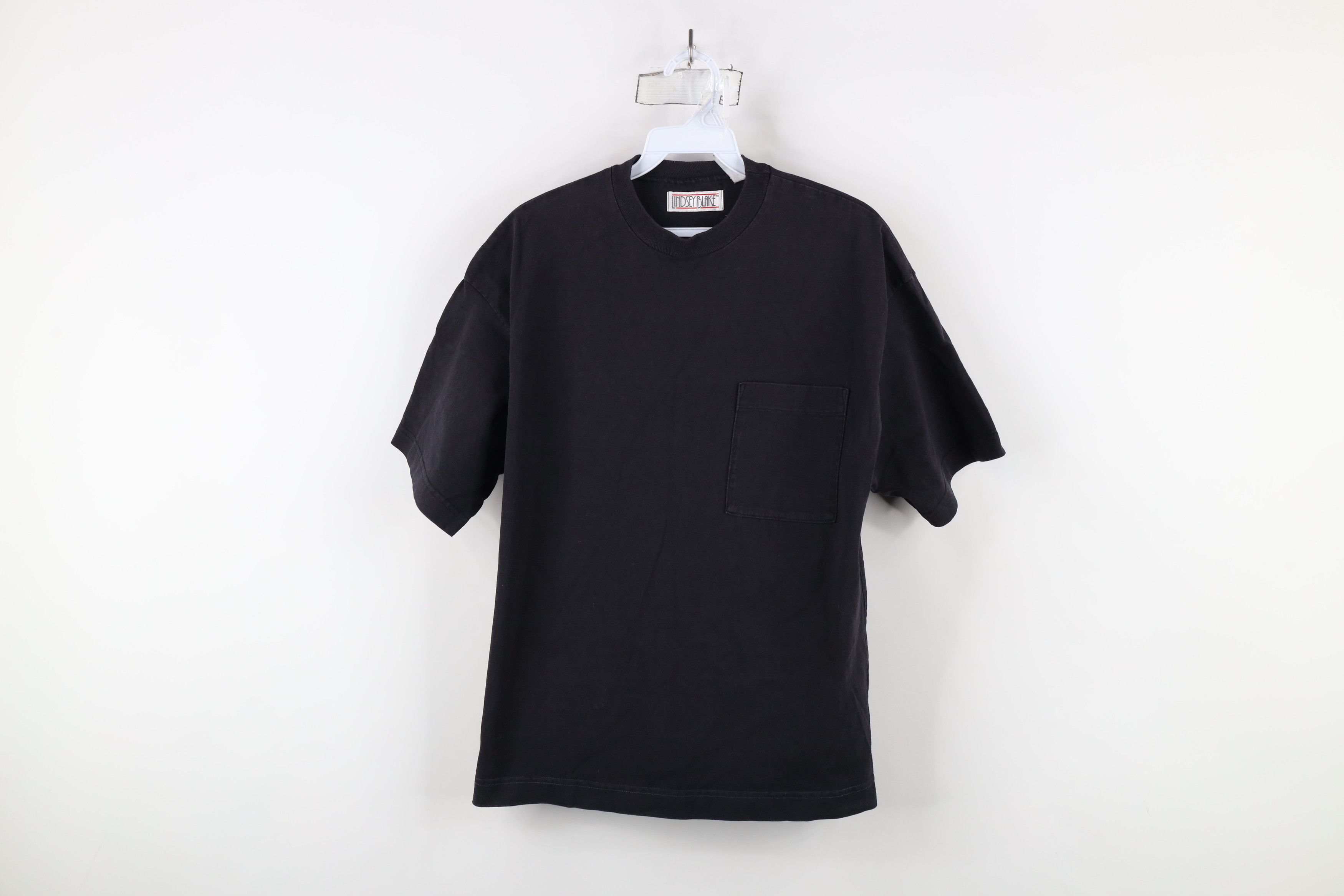 Vintage Vintage 90s Streetwear Blank Pocket T-Shirt Black Cotton Size L / US 10 / IT 46 - 1 Thumbnail