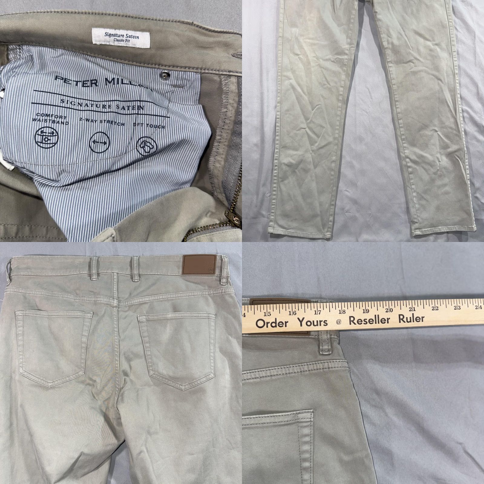 Peter Millar Peter Millar Pants Mens 35x32 Beige Signature Sateen Classic Fit Chino Stretch Size US 35 - 8 Thumbnail