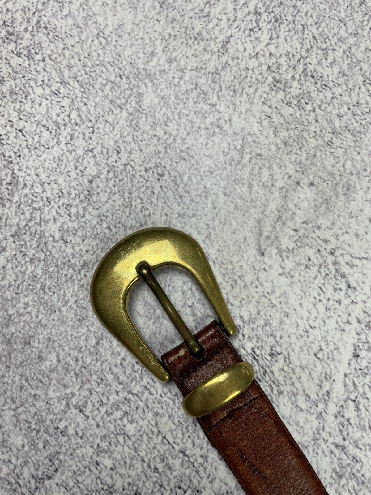 Jil Sander × Vintage Jil Sandre Leather Belt in Brown and Gold Buckle Size ONE SIZE - 14 Thumbnail