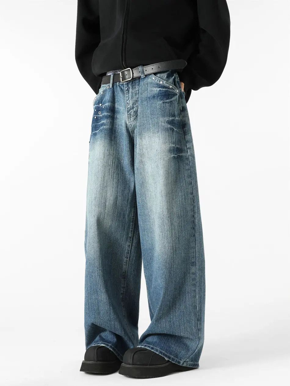 Japanese Brand Retro straight leg wide leg lightning jeans Size US 32 / EU 48 - 1 Thumbnail