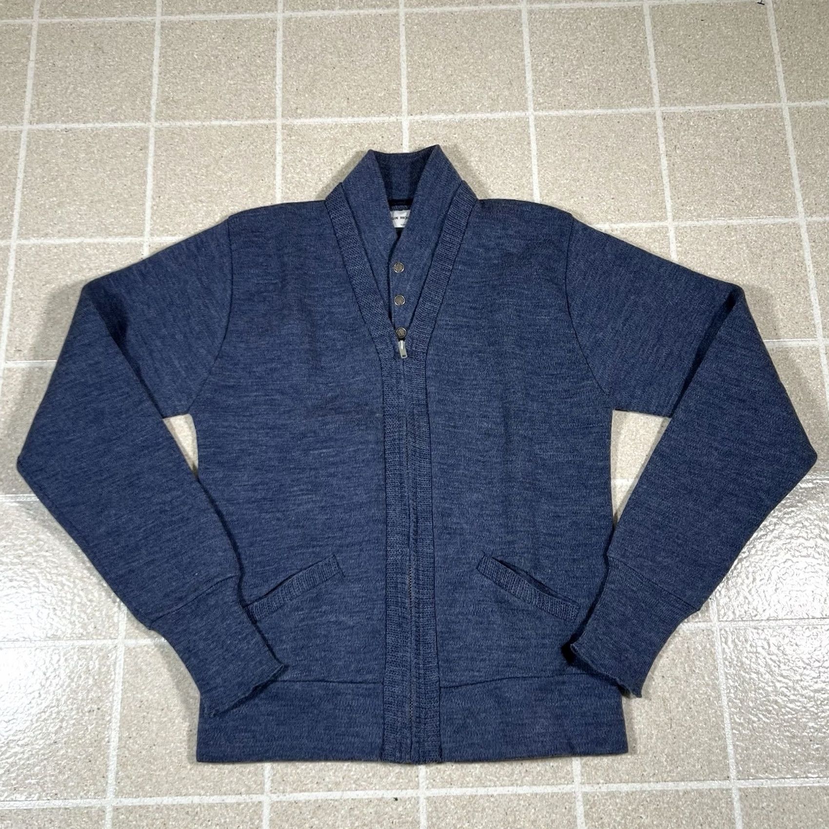 Union LA VINTAGE Union Cardigan Sweater Wool Full Zip USA Blue 42/M Mens Size Medium 18x24 Size US L / EU 52-54 / 3 - 2 Thumbnail