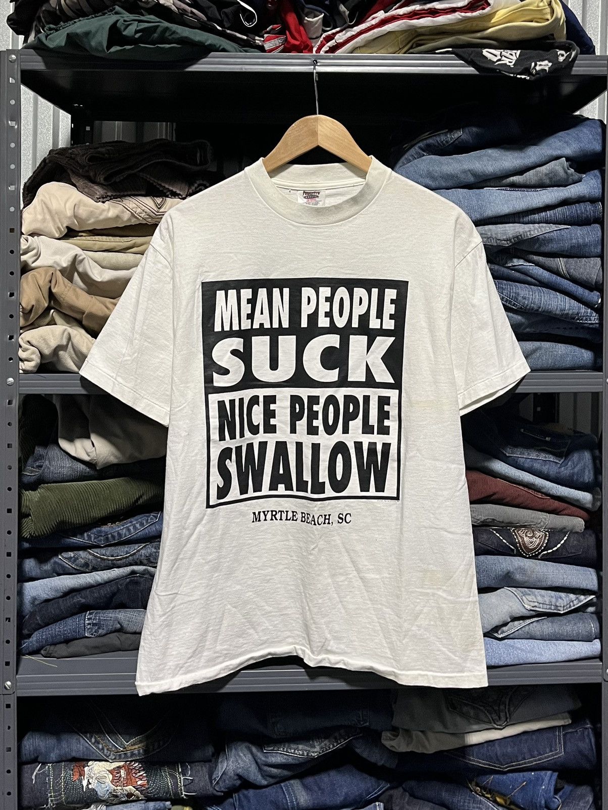 Vintage VINTAGE MEAN PEOPLE SUCK NICE PEOPLE SWALLOW PORNSTAR TEE Size US L / EU 52-54 / 3 - 1 Thumbnail