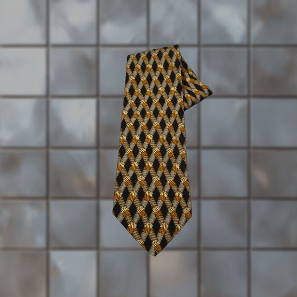 Valentino Valentino Tie Mens Brown Silk Abstract Cravatte Made in Italy Size ONE SIZE - 1 Thumbnail