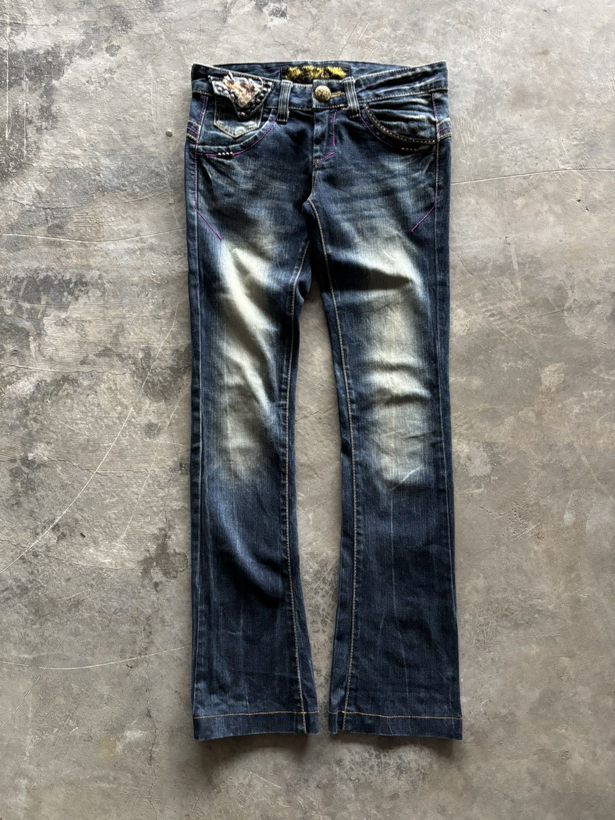 If Six Was Nine RED PEPPER FLARE JAPANESE DENIM LEOPARD FUR BACKPOCKET Size 27" / US 4 / IT 40 - 2 Thumbnail