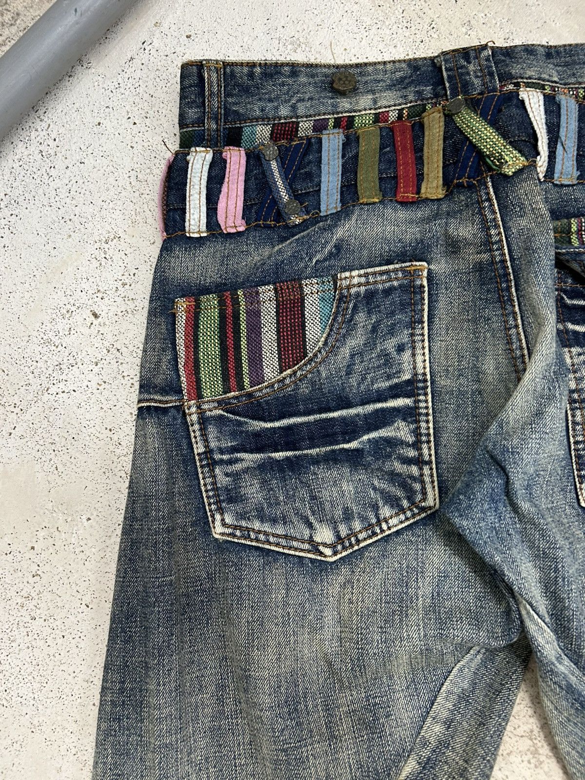 GOSTAR DE FUGA Vintage Joneaa Denim Double Waist Engineer Mud Washed Size US 31 - 21 Thumbnail