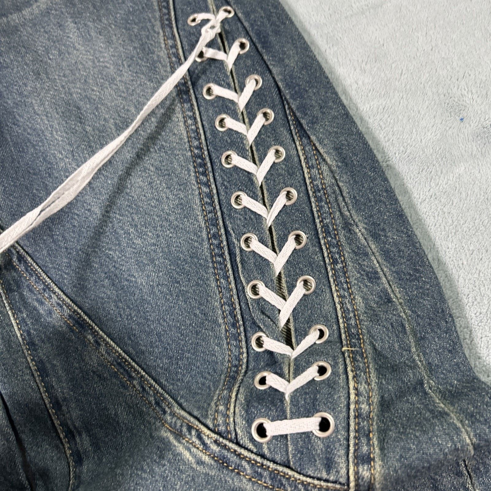 Forever 21 Tie Strap Beyond Baggy Jeans Ws 24 25x30 Wide Loose Grunge Size 25" / US 0 / IT 36 - 7 Thumbnail