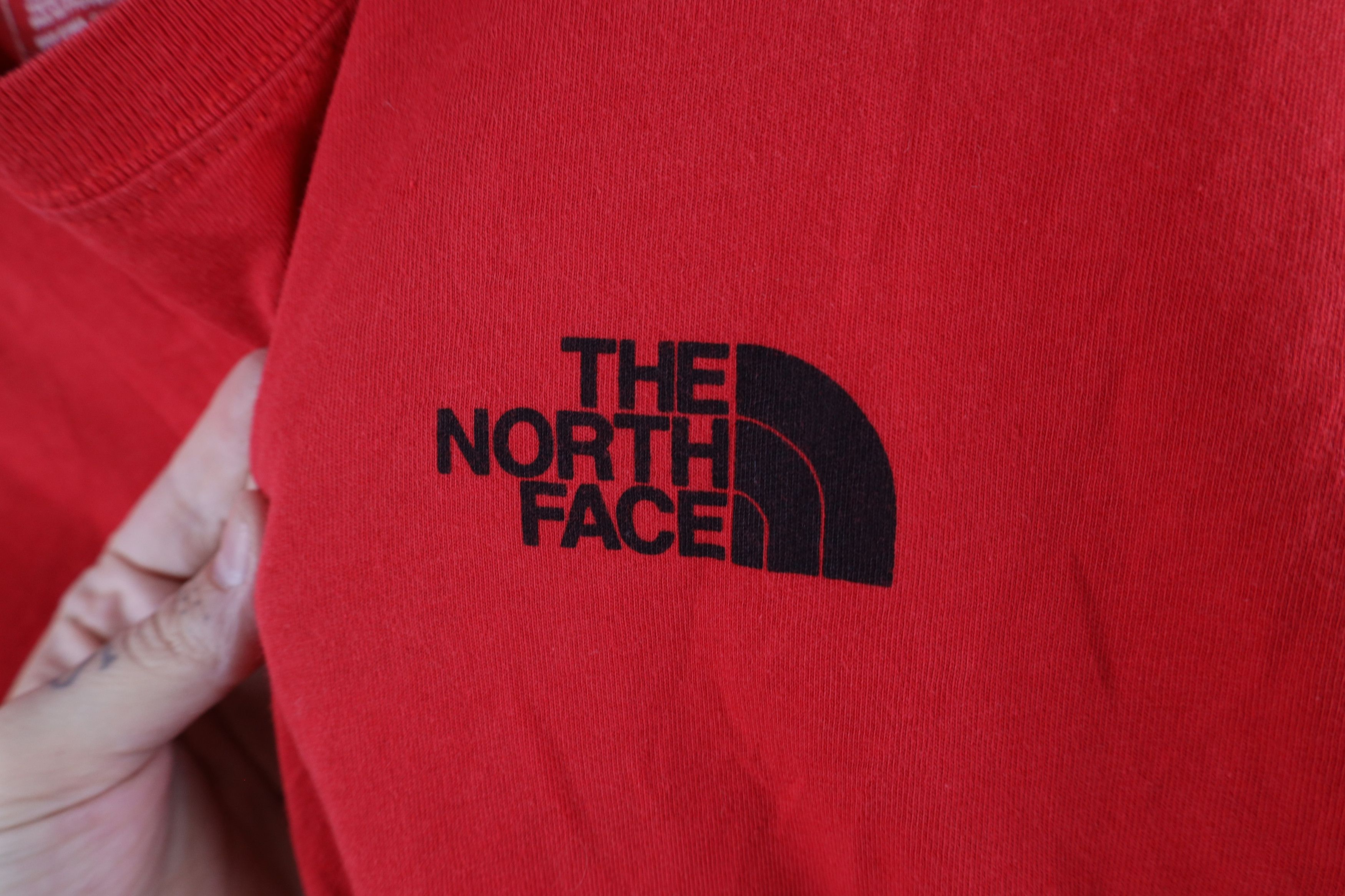 The North Face × Vintage The North Face Spell Out Big Logo Long Sleeve T-Shirt Red Size US XXL / EU 58 / 5 - 6 Thumbnail