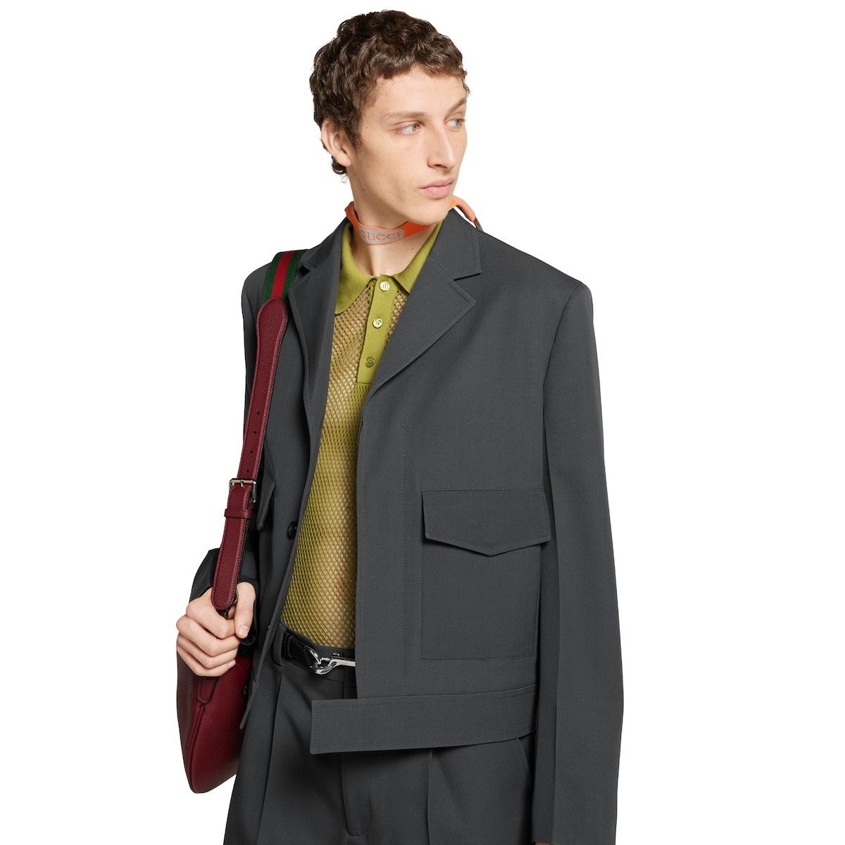 Gucci o1loc1c1125 809595 Embossed Wool Gabardine Jacket Dark Grey Size US M / EU 48-50 / 2 - 7 Thumbnail