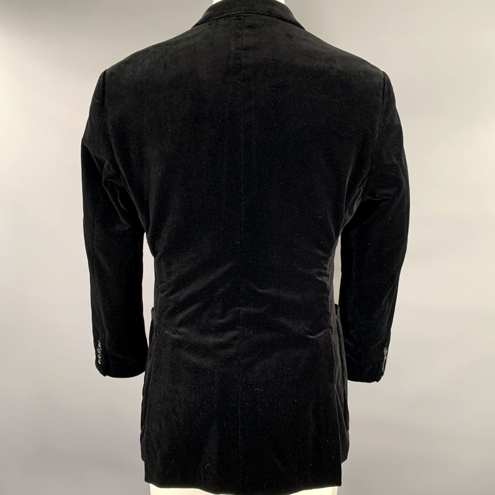 Armani ARMANI COLLEZIONI Black Velvet Cotton Elastane Sport Coat Size 40 Mens Size US XXS / EU 40 - 4 Thumbnail