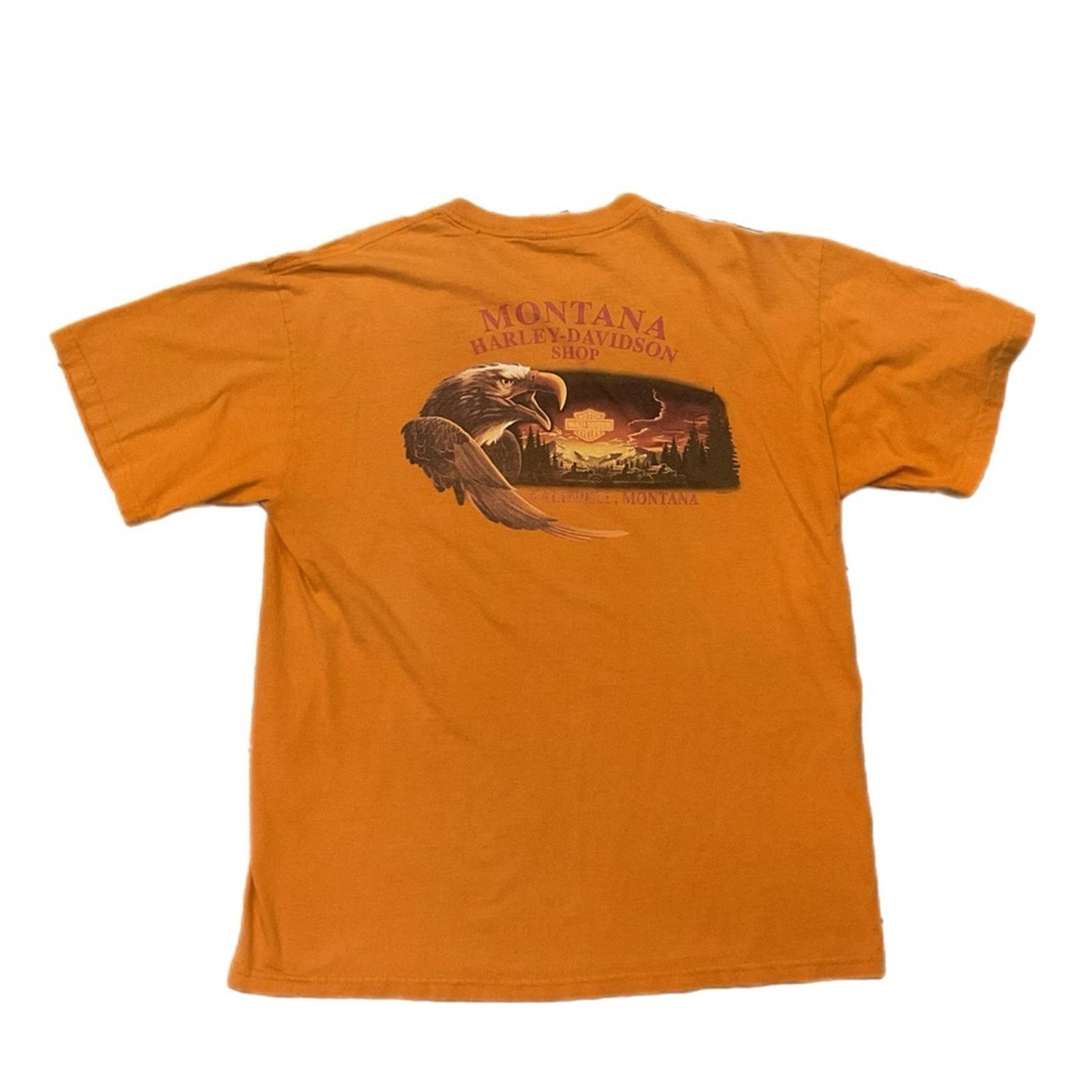 Harley Davidson 2000’s Harley-Davidson Kalispell, Montana Orange Graphic Tee Size US XL / EU 56 / 4 - 2 Thumbnail