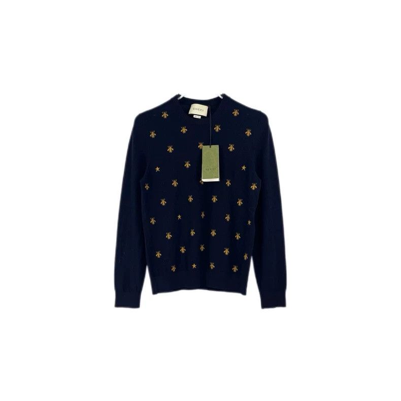Gucci Gucci Dark blue bee logo wool sweater 2502-Nextarrow Size US M / EU 48-50 / 2 - 1 Thumbnail